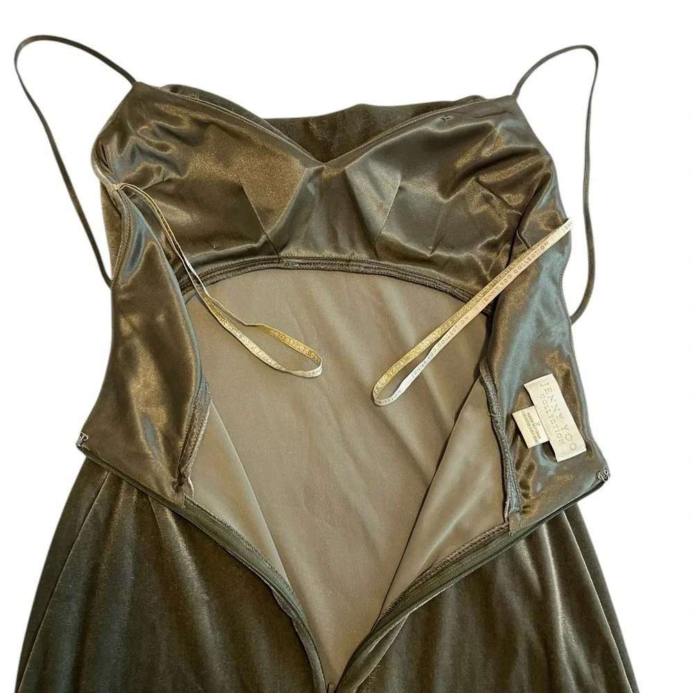 Jenny Yoo Saba Velvet Cowl Neck Slip Gown. Sage Green. Maxi Length. Size 2 - Picture 13 of 16